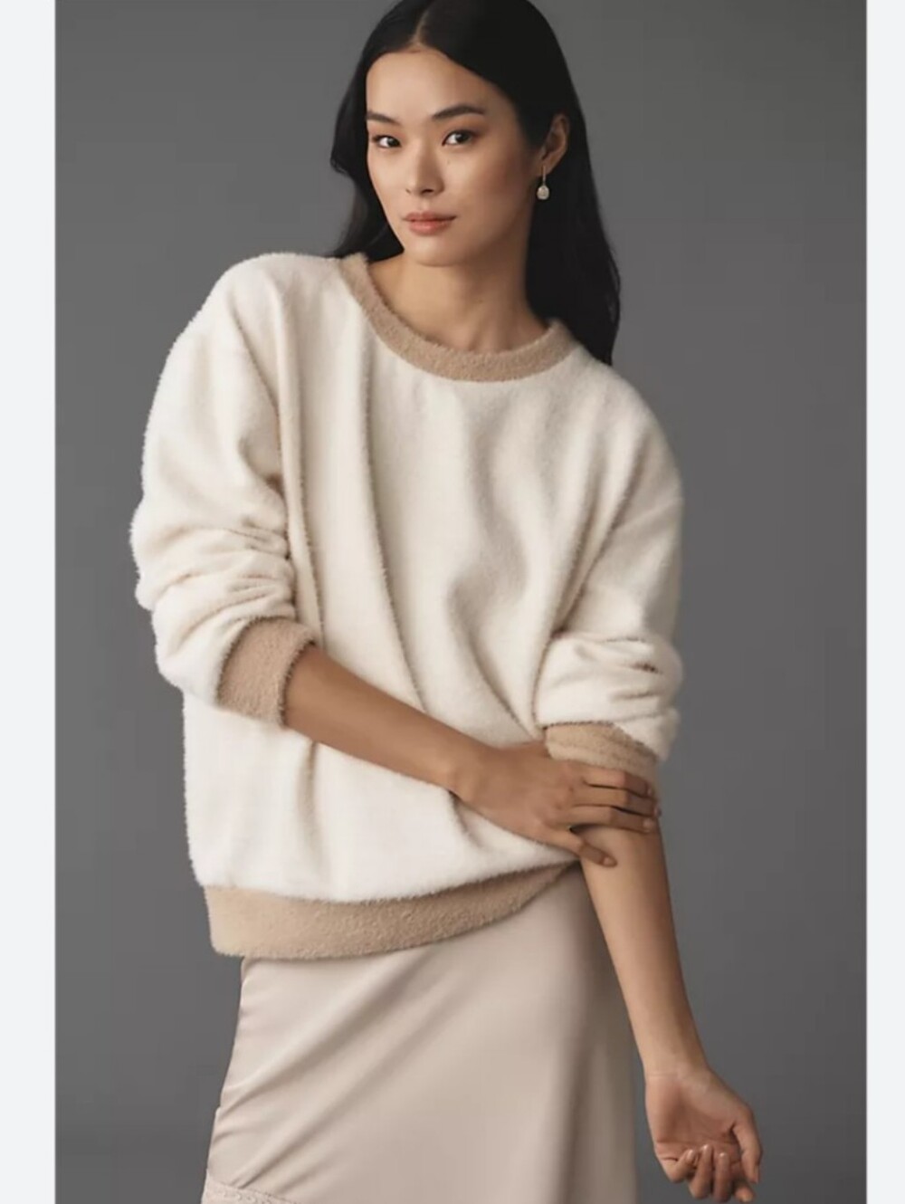 Anthropologie Maeve Cozy Ringer Sweatshirt Size XL